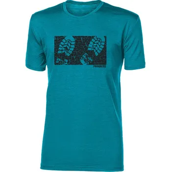 Pánské merino triko PROGRESS Hrutur Step zelený melír Velikost: M