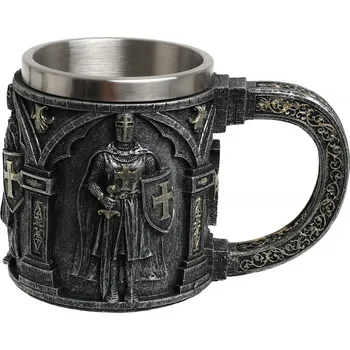 Replika zbraně MystiCalls 400ml hrnek Křižák, povrch stříbřitá patina