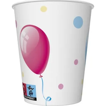 Jednorázové nádobí Pol-Mak Papírový kelímek 0,25l B´day Cake with Baloons
