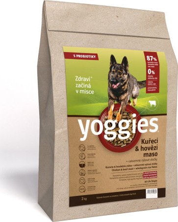 2 kg Yoggies Kuřecí & hovězí maso, granule lisované za studena s probiotiky