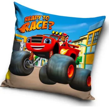 Dekorativní polštářek Carbotex Dětský polštářek Plamínek a Čtyřkoláci Závod Začíná