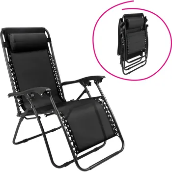 Zahradní polohovací křeslo GERALD new, ocel černá, látka černá