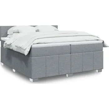 Postel vidaXL Box spring postel s matrací 200x200 cm textil [3287172] Barva: světle šedá