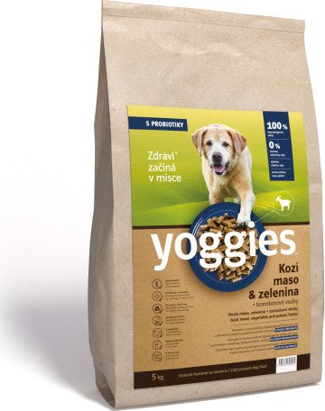 5 kg Yoggies Kozí maso & zelenina, hypoalergenní granule lisované za studena s probiotiky