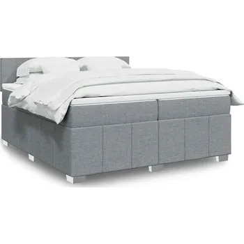 Postel vidaXL Box spring postel s matrací 200x200 cm textil [3289472] Barva: světle šedá