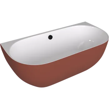 Vana PAGODA nástěnná vana litý mramor 170x85x58cm, bílá/hnědá mat