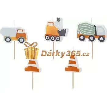 Party dekorace Narozeninové svíčky “Stavební vozidla”, 5 ks
