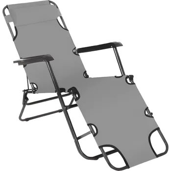 Křeslo Zahradní polohovací křeslo REGED ocel šedá, látka šedá
