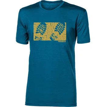 Pánské merino triko PROGRESS Hrutur Step petrol melír Velikost: M