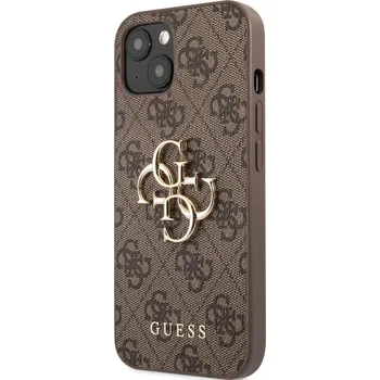 Pouzdro na mobilní telefon Guess PU 4G Metal Logo Zadní Kryt pro iPhone 13 Brown Guess prémiový ochranný kryt telefonu s motivem Guess, který nejen že váš telefon perfektně ochrání, ale také svým povedeným designem a použitými