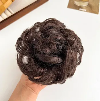 Příčesek Umělý drdol na gumičce pro culík a vlasy | vlasový doplněk, příčesek - Hnědý