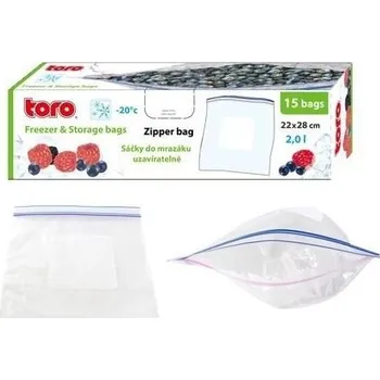 Sáček na potraviny Zamrazovací sáčky uzavíratelné, 28x22cm, 15ks (zn. TORO)