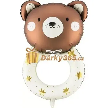 Foliový balónek Medvídek ve tvaru chrastítka 45cm x 67cm