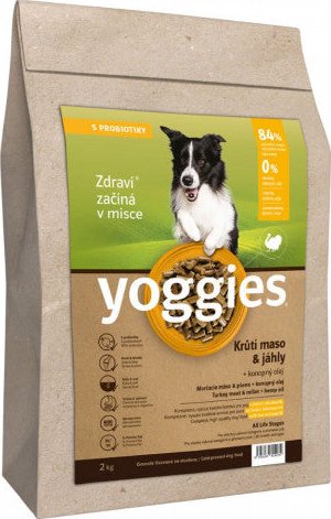 Yoggies Krůtí maso & jáhly, granule lisované za studena s probiotiky 2 kg