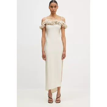 Dámské šaty Šaty Coperni Ruffle Dress béžová barva, maxi, COPR113545 80X, vel. S