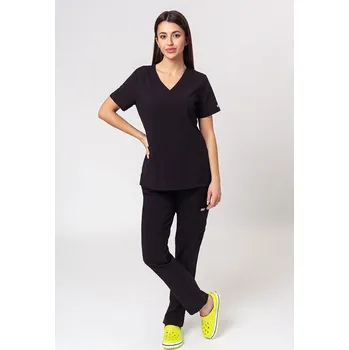 Dámský overall Lékařská dámská souprava Maevn Momentum (halena Double V–neck, kalhoty 6-pocket) černá