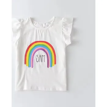 Unicorn (Jednorožci) Dívčí bílé tričko s krátkým rukávem - jednorožec, duha Motiv: duha (AH4415), Velikost: 3 roky