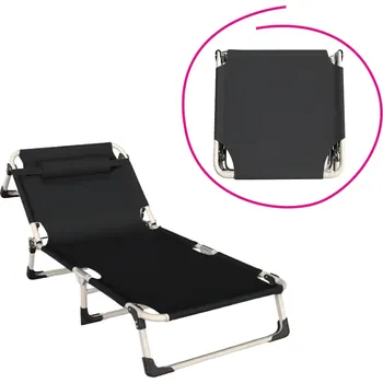 Zahradní lehátko Zahradní skládací lehátko BOVRY ocel béžový lak látka černá