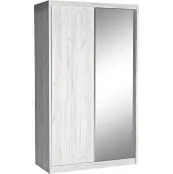 Šatní skříň Šatní skříň KAROK | 143 cm | se zrcadlem | kraft bílý