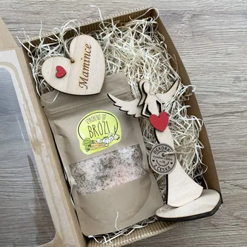 Dárkový potravinový koš Dárek pro maminku zdravé vaření menší sada Obsah krabičky: Bylinková sůl