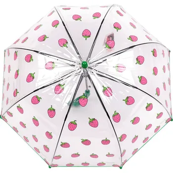 Deštník Dětský průhledný vystřelovací deštník jahoda, barva 3 zelená
