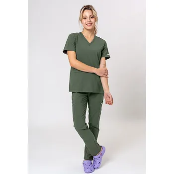 Dámský overall Lékařská dámská souprava Maevn Momentum (halena Double V–neck, kalhoty 6-pocket) olivková