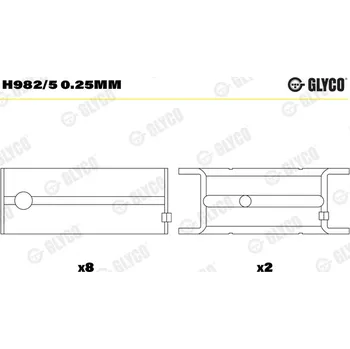 Kliková hřídel GLYCO Hlavní ložiska klikového hřídele H9825025MM