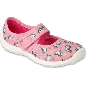 Dívčí bačkory Balerínky bačkůrky papučky Befado 661X069 flexi růžové blýskavé s jednorožci velikost: 26