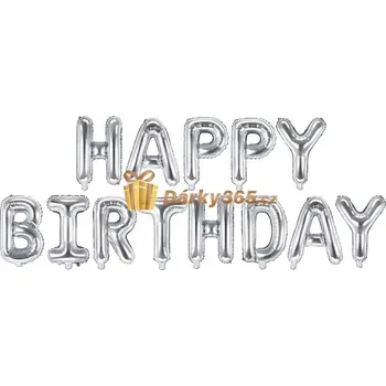 Balónek Fóliová balónková dekorace Happy Birthday 340x35 cm stříbrná