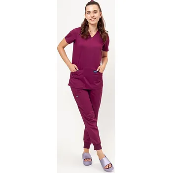 Dámský overall Dámská lékařská souprava Cherokee Revolution (halena Soft, kalhoty Jogger) třešňové