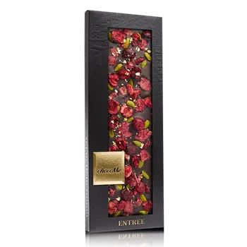 Čokoláda Dárková zdobená hořká čokoláda s 23-karátovým zlatem a růží chocoMe