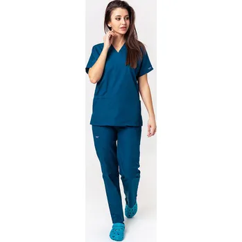 Dámský overall Lékařská dámská souprava Cherokee Originals (halena s výstřihem do V, kalhoty N.Rise) karaibsky modrá