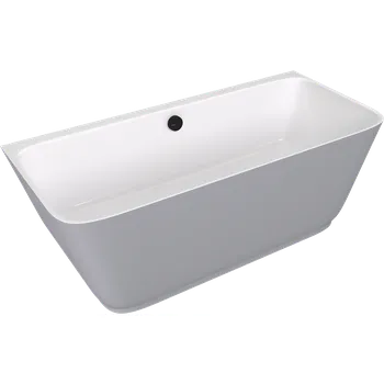 Vana SKYLLA nástěnná stojící vana litý mramor 169x75x60cm, bílá/šedá mat