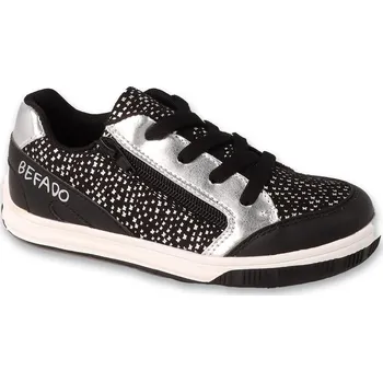 Dívčí tenisky Tenisky plátěnky Befado Sport Zipp černé/stříbro s koženou stélkou 514X018 514Y018 velikost: 36