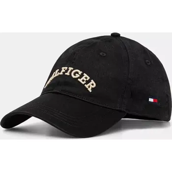 Čepice Bavlněná baseballová čepice Tommy Hilfiger černá barva, s aplikací, AM0AM13165 99X, vel. ONE SIZE