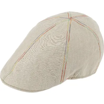 Čepice Fiebig - Headwear since 1903 Pánská béžová 6-dílná letní lněná bekovka s barevným švem od Fiebig Velikost: 55 cm (S)