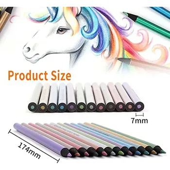 Kresba 12 metalických kreslicích tužek pro děti i umělce | barevné tužky, umělecké pastelky 12 ks