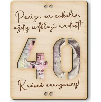 Dárková krabička Dřevěná obálka na peníze - Krásné narozeniny 40