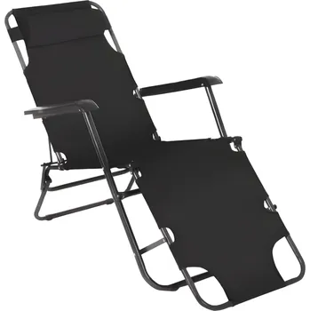 Křeslo Zahradní polohovací křeslo REGED ocel šedá, látka černá
