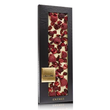 Čokoláda Dárková zdobená bílá čokoláda s lyofilizovanými višněmi a malinami chocoMe