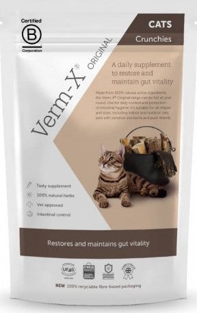 Verm-X přírodní prostředek na podporu "bez chemického" odčervení kočky, 60 g