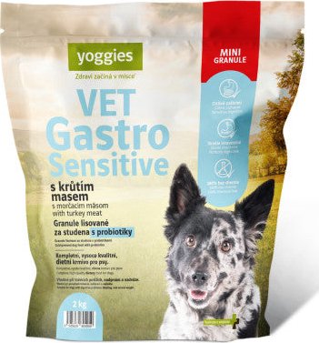 2 kg Yoggies VET Gastro Sensitive s krůtím masem, MINIgranule lisované za studena s probiotiky