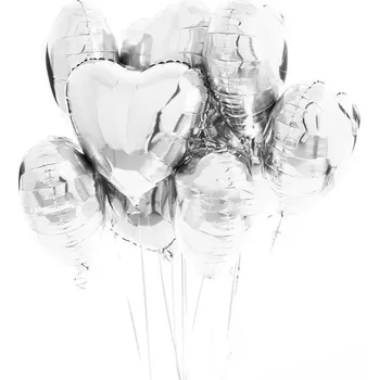 Party dekorace 10 kusů růžové balónky srdce na svatbu a oslavu | party dekorace 10 ks - 10ks stříbra