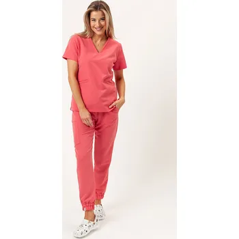 Dámský overall Lékařská souprava Sunrise Uniforms Premium (halena Aura, kalhoty Vibe) koralová