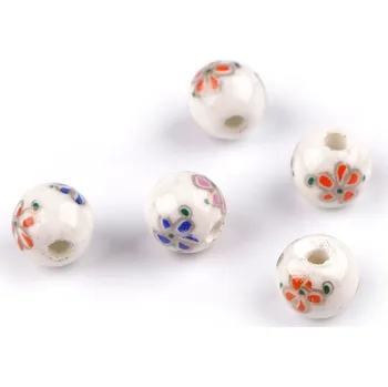 Dětské navlékací korálky Porcelánové korálky s květy Ø8 mm, barva 7 multikolor