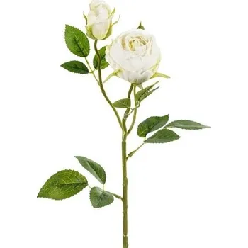 umělá květina PartyDeco Umělá květina – Růže se dvěma poupaty, 55 cm, světle krémová