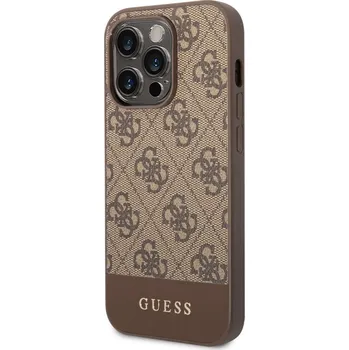 Pouzdro na mobilní telefon Guess PU 4G Stripe Zadní Kryt pro iPhone 14 Pro Brown Guess PU 4G Stripe zadní kryt je dokonalý doplněk pro váš telefon i váš outfit, který kombinuje funkčnost a styl v jednom.Je vyrobený z kombinace