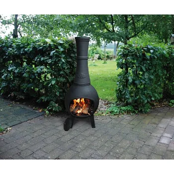 Krbová kamna Krbová kamna FANCY FLAMES, na terasu/zahradu, černá, litina, 39x104cm|Esschert Design
