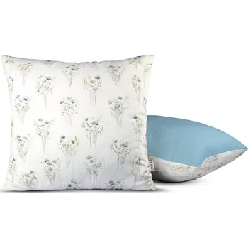 Povlečení DARRÉ Bavlněný povlak na polštář Něžné kvítí nebesky modrý - duo Velikost: 70 x 90