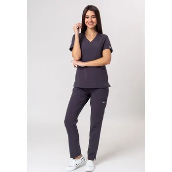 Dámský overall Lékařská dámská souprava Maevn Momentum (halena Double V–neck, kalhoty 6-pocket) šedá